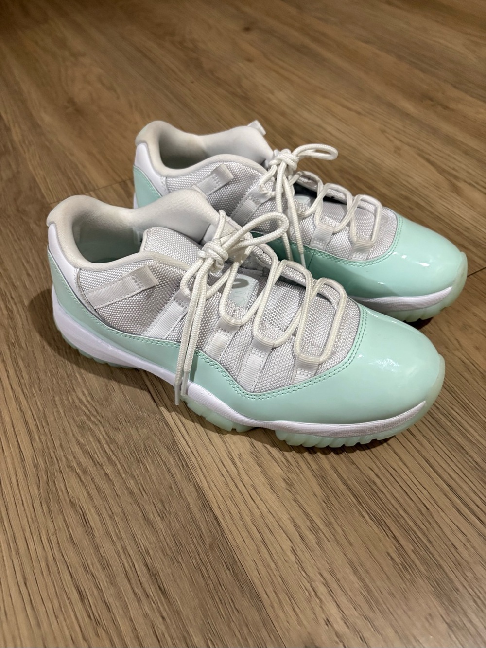 Women’s Jordan mint Green and White Low-Top Sneakers